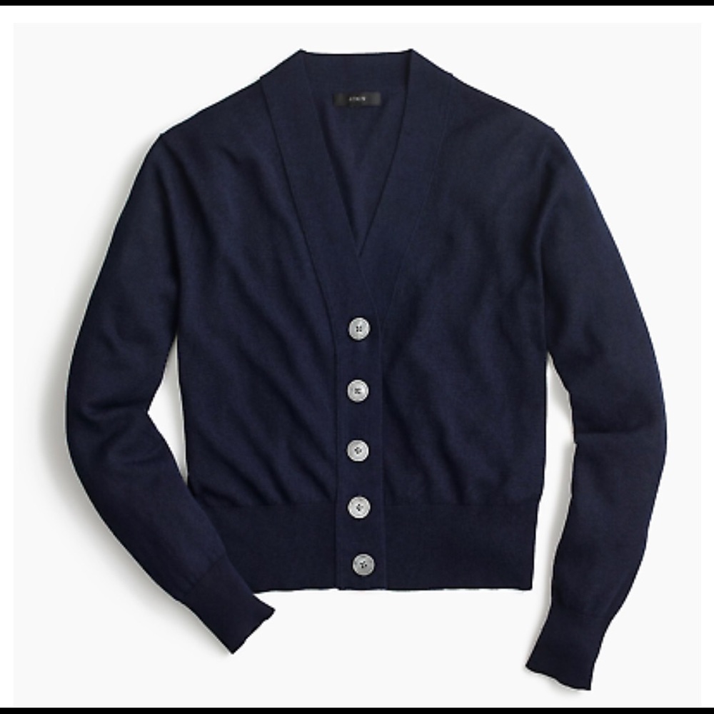 J.Crew Navy Cropped Lightweight Cardigan Sweater